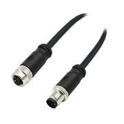 L-Code, M12 Cordset, 4-Position Male Straight to Female Straight, 16 AWG